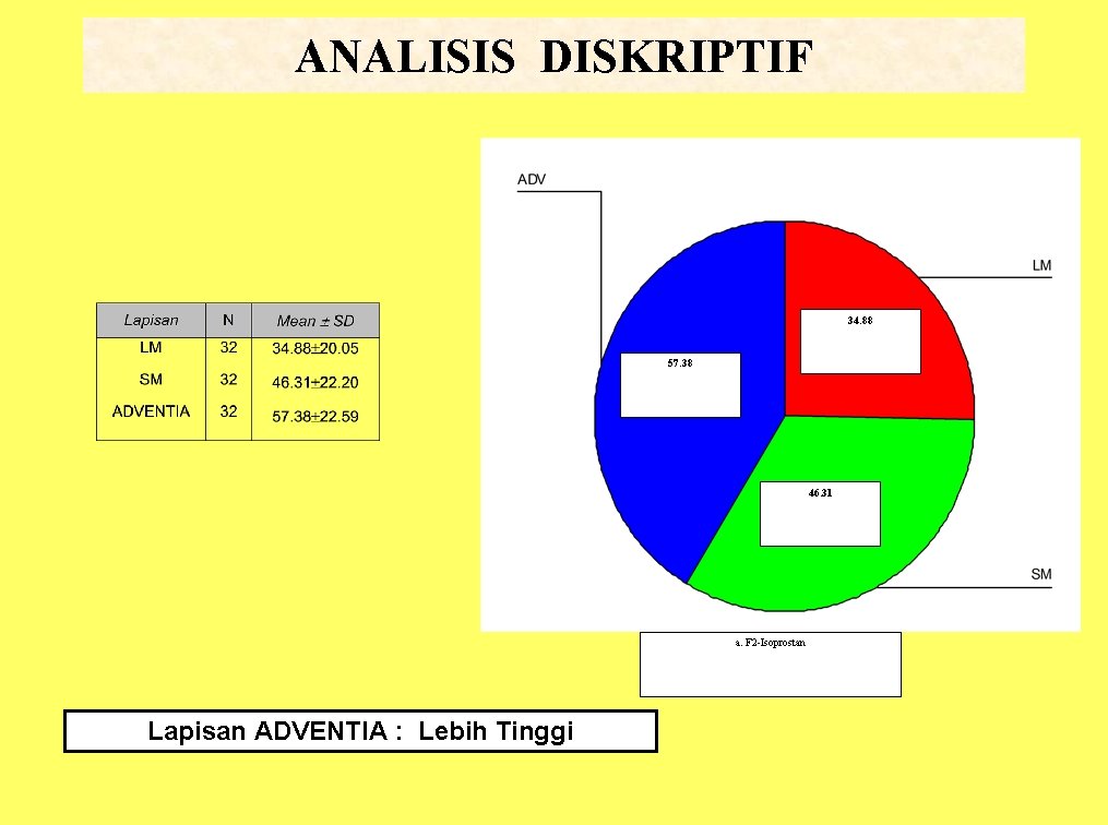 ANALISIS DISKRIPTIF 34. 88 57. 38 46. 31 a. F 2 -Isoprostan Lapisan ADVENTIA