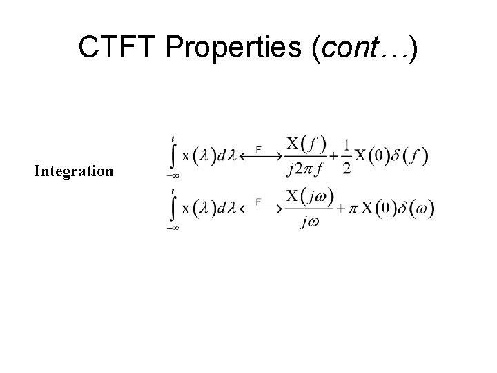 CTFT Properties (cont…) Integration 