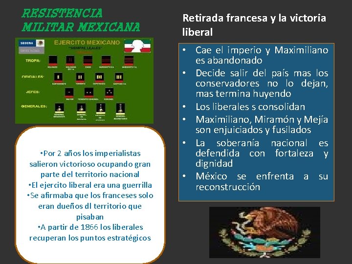 RESISTENCIA MILITAR MEXICANA • Por 2 años los imperialistas salieron victorioso ocupando gran parte