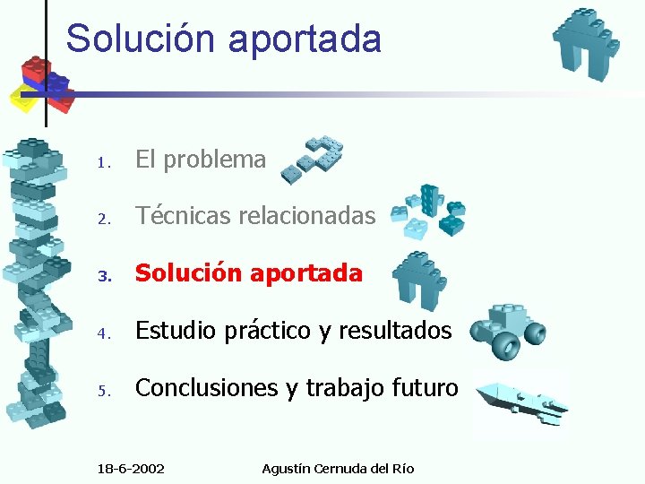 Solución aportada 1. El problema 2. Técnicas relacionadas 3. Solución aportada 4. Estudio práctico