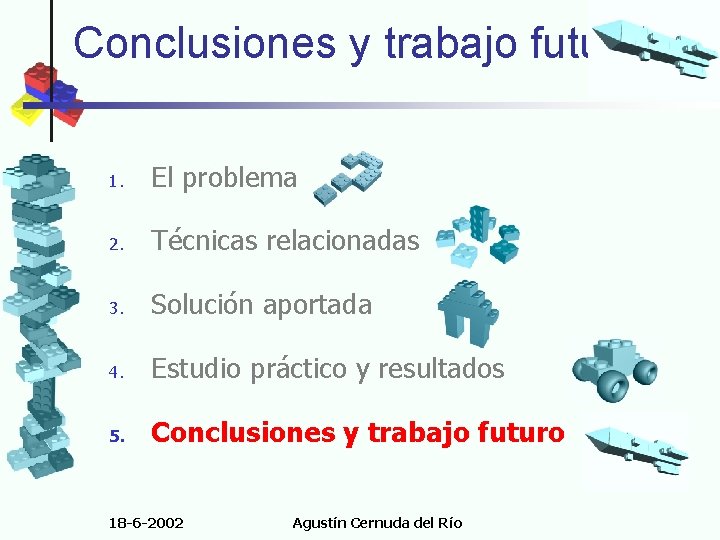 Conclusiones y trabajo futuro 1. El problema 2. Técnicas relacionadas 3. Solución aportada 4.