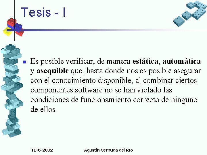 Tesis - I n Es posible verificar, de manera estática, automática y asequible que,