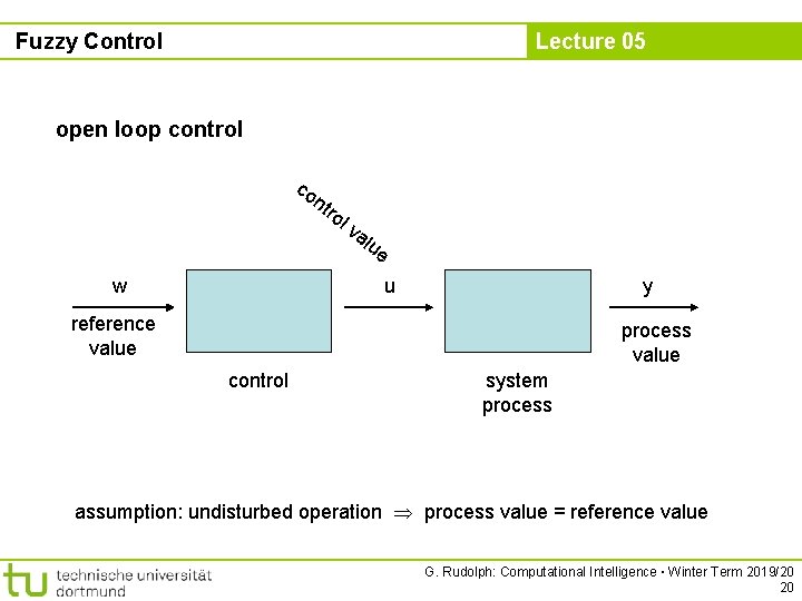 Fuzzy Control Lecture 05 open loop control co nt w ro lv alu e