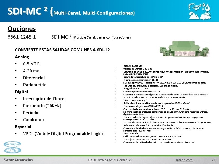 SDI-MC ² (Multi-Canal, Multi-Configuraciones) Opciones 6661 -1248 -1 SDI-MC ² (Multiple Canal, varias configuraciones)