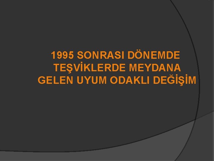 1995 SONRASI DÖNEMDE TEŞVİKLERDE MEYDANA GELEN UYUM ODAKLI DEĞİŞİM 