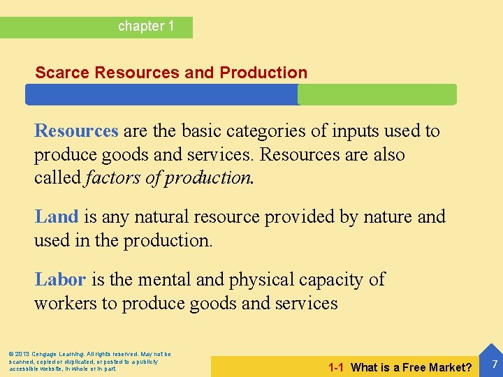 chapter 1 Scarce Resources and Production Resources are the basic categories of inputs used chapter 1 Scarce Resources and Production Resources are the basic categories of inputs used