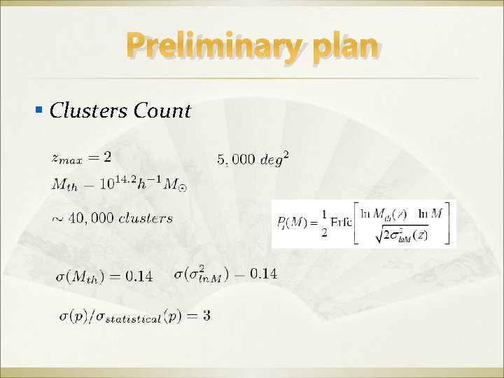 Preliminary plan Clusters Count 