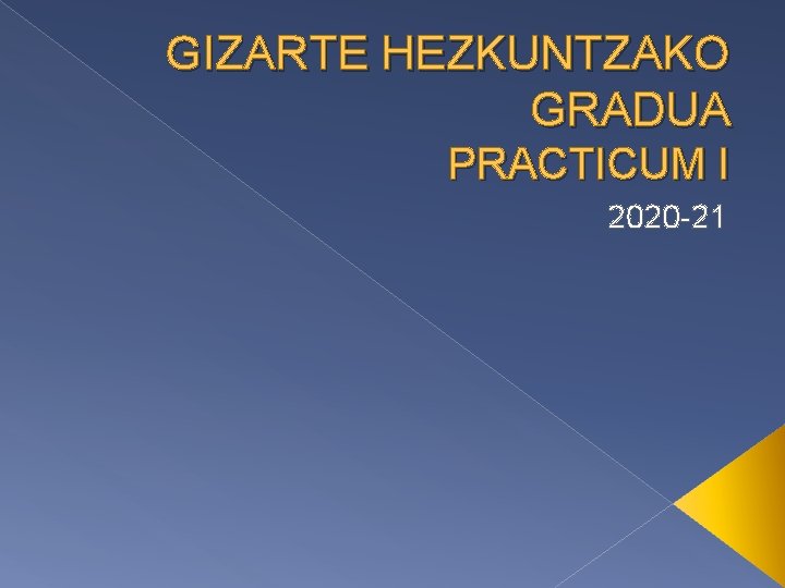 GIZARTE HEZKUNTZAKO GRADUA PRACTICUM I 2020 -21 