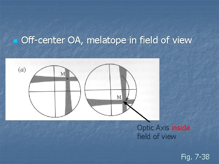 n Off-center OA, melatope in field of view Optic Axis inside field of view n Off-center OA, melatope in field of view Optic Axis inside field of view