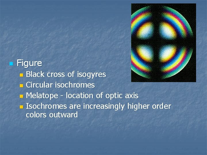 n Figure Black cross of isogyres n Circular isochromes n Melatope - location of n Figure Black cross of isogyres n Circular isochromes n Melatope - location of