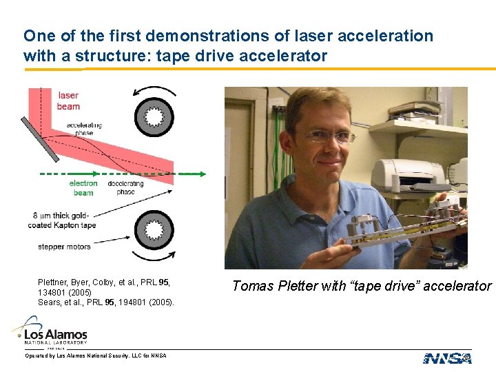 One of the first demonstrations of laser acceleration with a structure: tape drive accelerator One of the first demonstrations of laser acceleration with a structure: tape drive accelerator