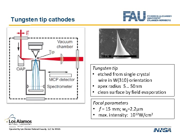 Tungsten tip cathodes Tungsten tip • etched from single crystal wire in W(310) orientation Tungsten tip cathodes Tungsten tip • etched from single crystal wire in W(310) orientation