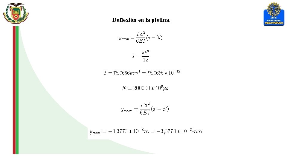 Deflexión en la pletina. 