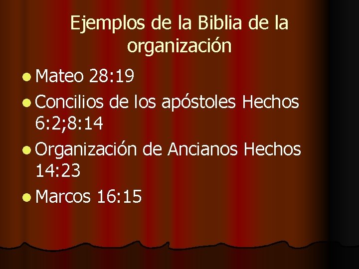 Ejemplos de la Biblia de la organización l Mateo 28: 19 l Concilios de