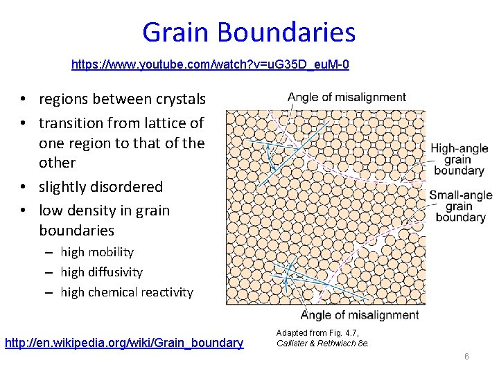 Grain Boundaries https: //www. youtube. com/watch? v=u. G 35 D_eu. M-0 • regions between