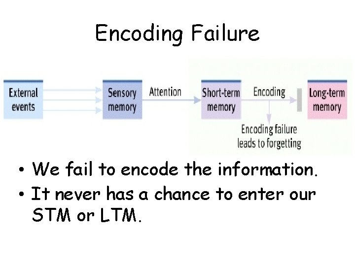 Encoding Failure • We fail to encode the information. • It never has a