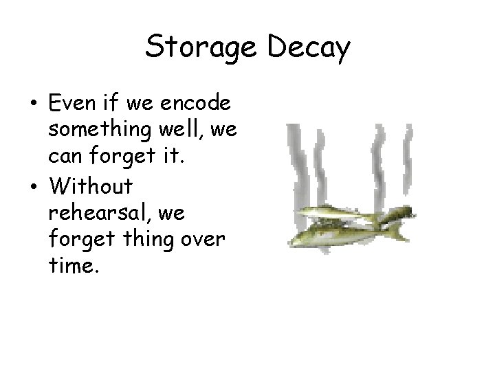 Storage Decay • Even if we encode something well, we can forget it. •