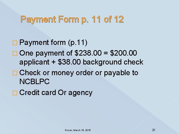 Payment Form p. 11 of 12 � Payment form (p. 11) � One payment