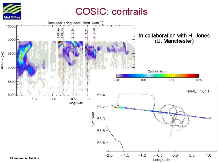 COSIC: contrails In collaboration with H. Jones (U. Manchester) © Crown copyright Met Office