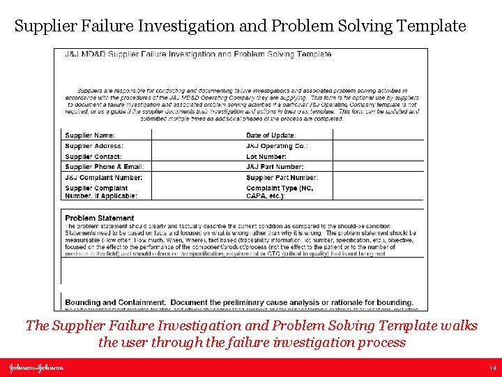 Supplier Failure Investigation and Problem Solving Template The Supplier Failure Investigation and Problem Solving