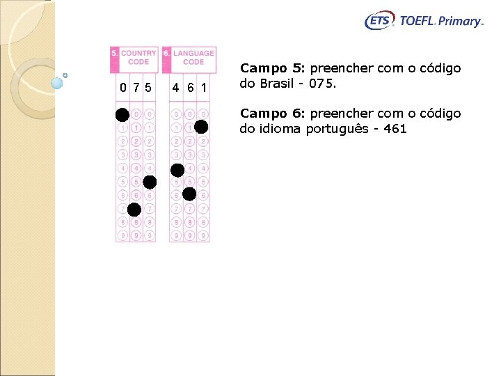 0 75 4 6 1 Campo 5: preencher com o código do Brasil -