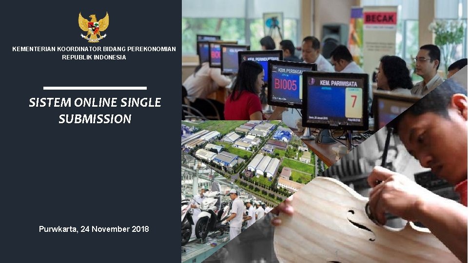 KEMENTERIAN KOORDINATOR BIDANG PEREKONOMIAN REPUBLIK INDONESIA SISTEM ONLINE SINGLE SUBMISSION Purwkarta, 24 November 2018