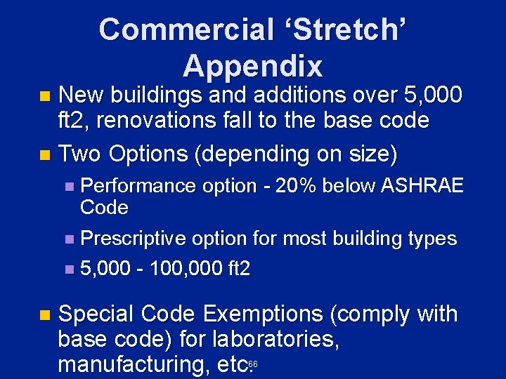 Commercial ‘Stretch’ Appendix New buildings and additions over 5, 000 ft 2, renovations fall