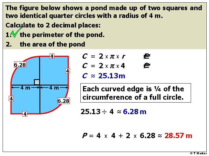 The figure below shows a pond made up of two squares and two identical