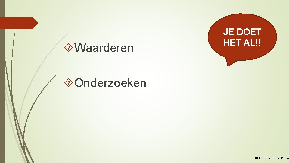  Waarderen JE DOET HET AL!! Onderzoeken ©� S. L. van der Woude 