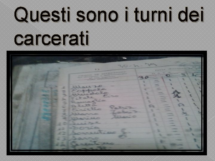 Questi sono i turni dei carcerati 