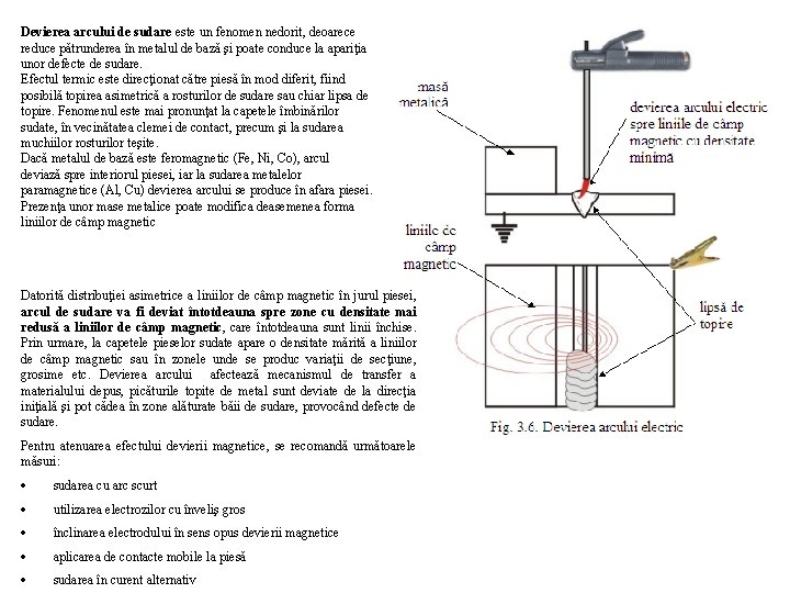 Devierea arcului de sudare este un fenomen nedorit, deoarece reduce pătrunderea în metalul de Devierea arcului de sudare este un fenomen nedorit, deoarece reduce pătrunderea în metalul de