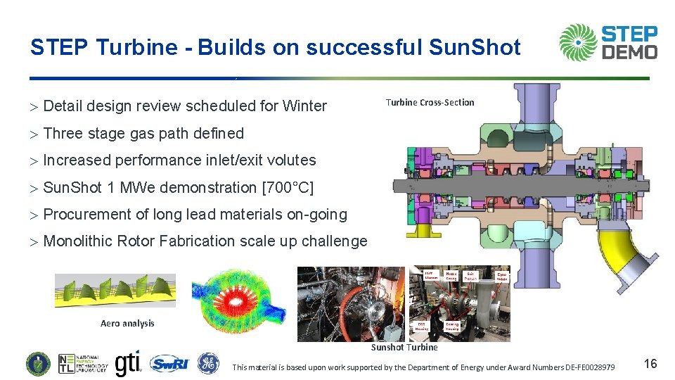 STEP Turbine - Builds on successful Sun. Shot Detail design review scheduled for Winter