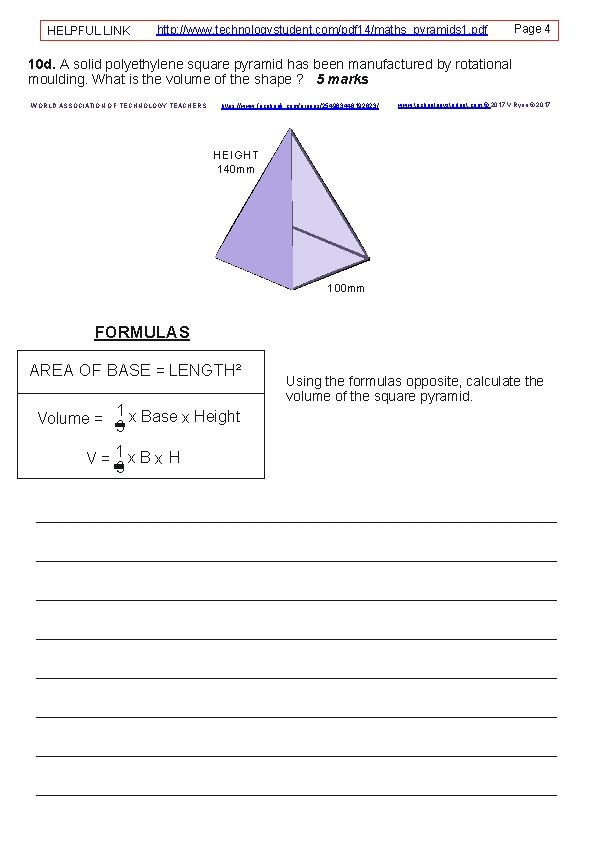 HELPFUL LINK http: //www. technologystudent. com/pdf 14/maths_pyramids 1. pdf Page 4 10 d. A