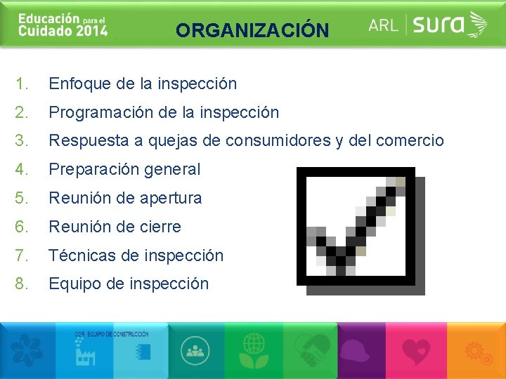 ORGANIZACIÓN 1. Enfoque de la inspección 2. Programación de la inspección 3. Respuesta a