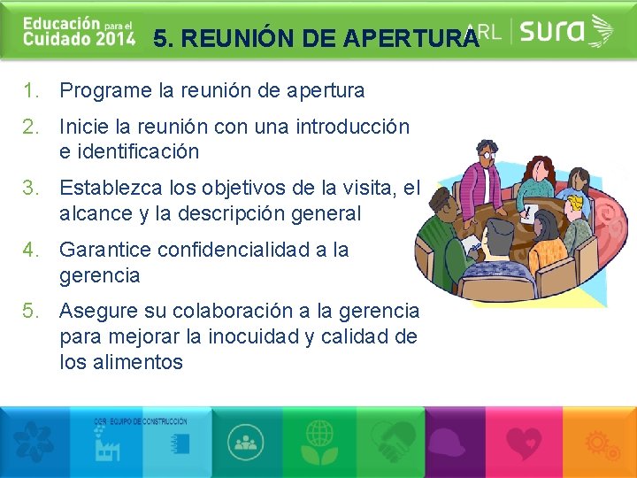 5. REUNIÓN DE APERTURA 1. Programe la reunión de apertura 2. Inicie la reunión