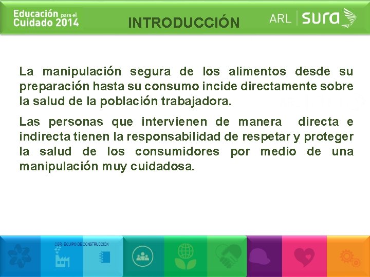 INTRODUCCIÓN La manipulación segura de los alimentos desde su preparación hasta su consumo incide