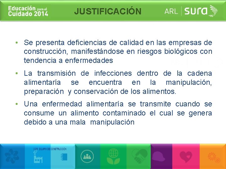 JUSTIFICACIÓN • Se presenta deficiencias de calidad en las empresas de construcción, manifestándose en