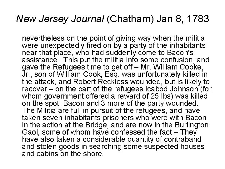 New Jersey Journal (Chatham) Jan 8, 1783 nevertheless on the point of giving way