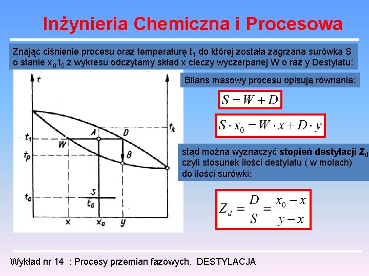 Inżynieria Chemiczna i Procesowa Znając ciśnienie procesu oraz temperaturę t 1 do której została
