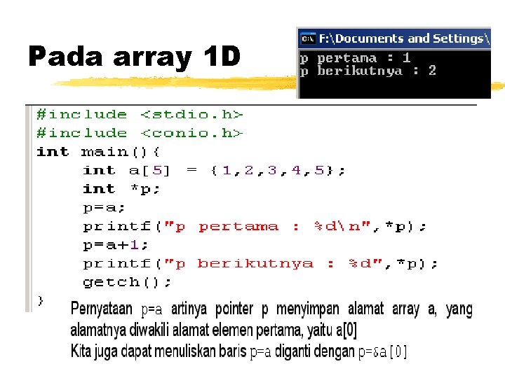 Pada array 1 D 