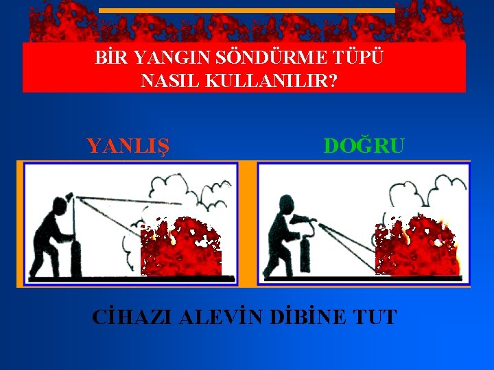 BİR YANGIN SÖNDÜRME TÜPÜ NASIL KULLANILIR? YANLIŞ DOĞRU CİHAZI ALEVİN DİBİNE TUT 
