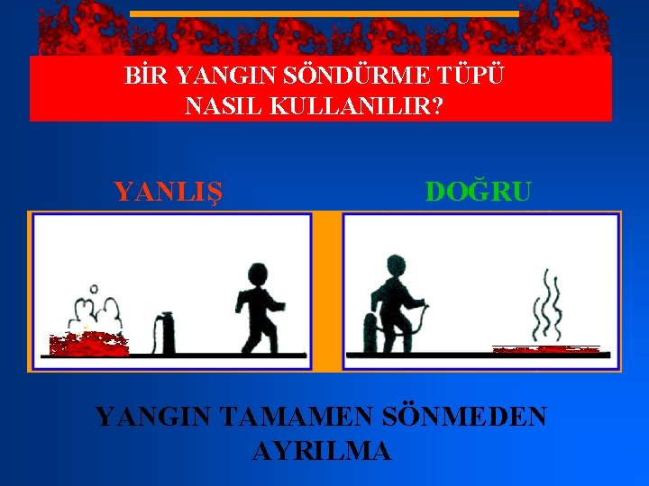 BİR YANGIN SÖNDÜRME TÜPÜ NASIL KULLANILIR? YANLIŞ DOĞRU YANGIN TAMAMEN SÖNMEDEN AYRILMA 