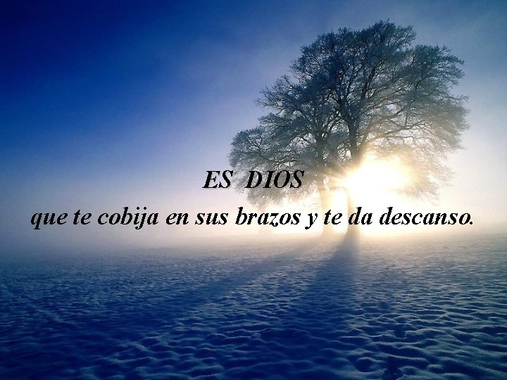 ES DIOS que te cobija en sus brazos y te da descanso. 