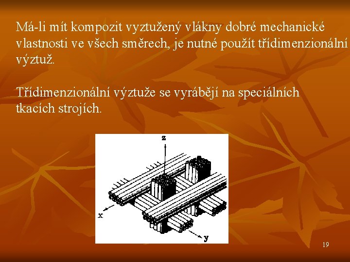 Má-li mít kompozit vyztužený vlákny dobré mechanické vlastnosti ve všech směrech, je nutné použít