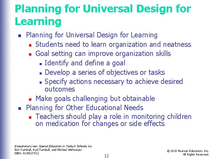 Planning for Universal Design for Learning n n Planning for Universal Design for Learning Planning for Universal Design for Learning n n Planning for Universal Design for Learning