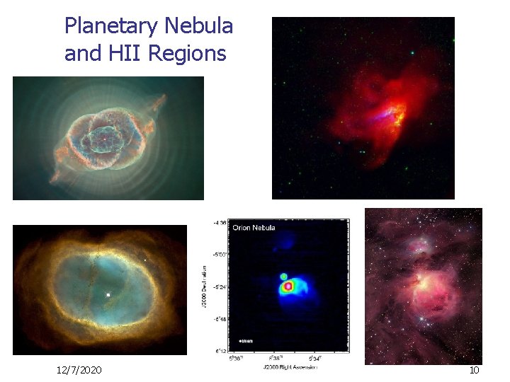 Planetary Nebula and HII Regions 12/7/2020 10 