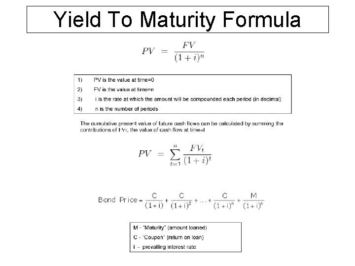 Yield To Maturity Formula 