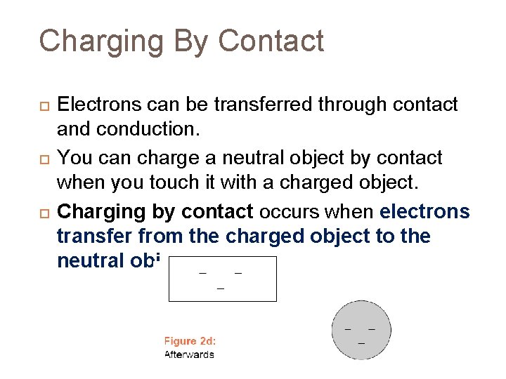 Charging By Contact Electrons can be transferred through contact and conduction. You can charge