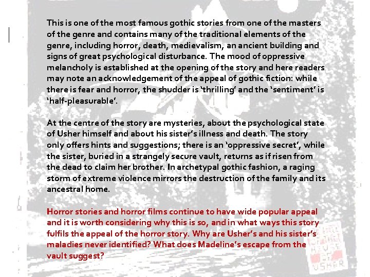 This is one of the most famous gothic stories from one of the masters This is one of the most famous gothic stories from one of the masters