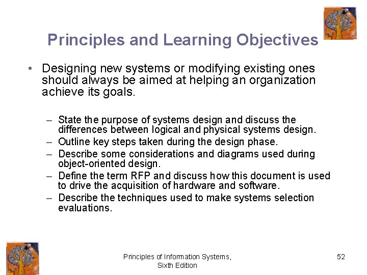 Principles and Learning Objectives • Designing new systems or modifying existing ones should always